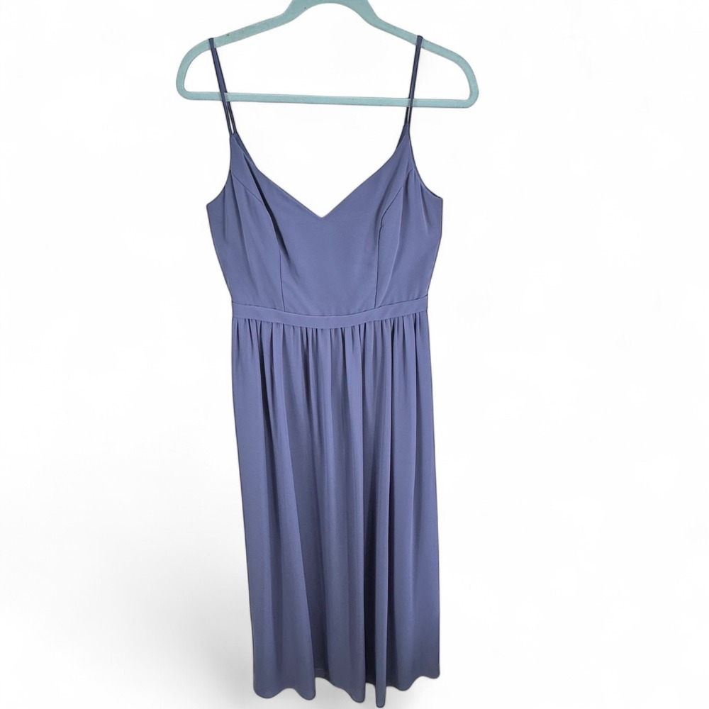 LEVKOFF Womens V-Neck Spaghetti‎ Strap Pleated Long Gown Dress Purple Lavender 8